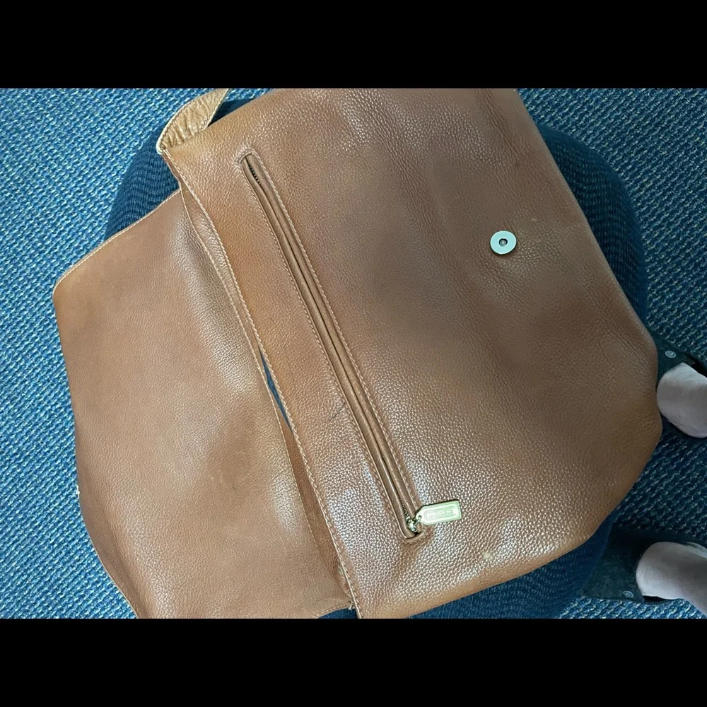 Vintage Coach Messenger Style Briefcase Saddle Pebbled Leather